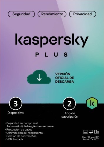 Kaspersky Plus Para 3 PCs por 2 Años